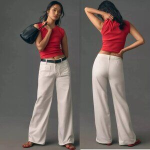 Anthropologie Pilcro Vintage Column High-Rise Wide-Leg Jeans 28 ivory NEW NWT